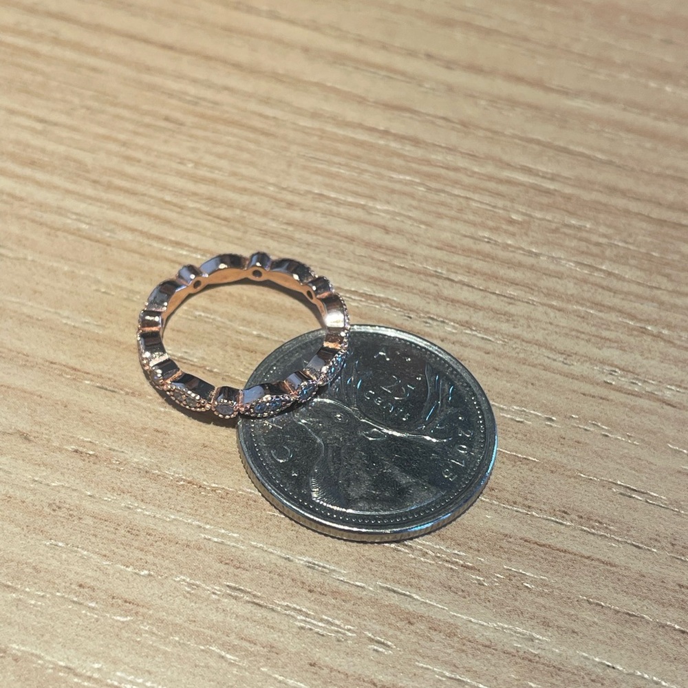 Elegant Rose Gold Women's Ring with cubic zuconia, 925 sterling silver, size 5.5